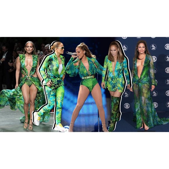 Versace FWRD Renew Knee-Length Dress in Green Palm 38 Womens Jersey Long Sleeve - Picture 14 of 14